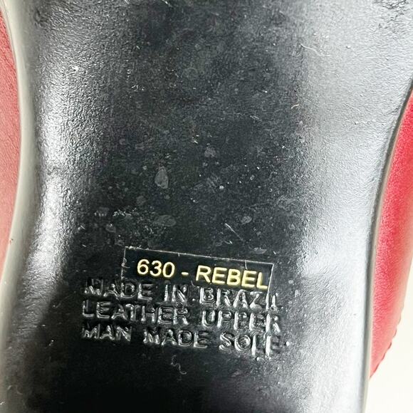 Vintage Lord & Taylor Rebel Red Leather Chunky Platform Block Heel Mule Size 8.5 - Picture 10 of 13